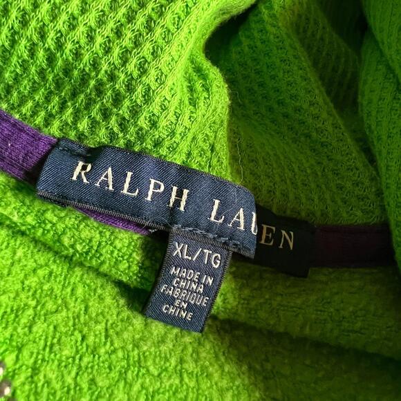 Ralph Lauren Womens Green Full Zip Hoodie Big Pony Logo Fleece Size XL - Picture 8 of 8